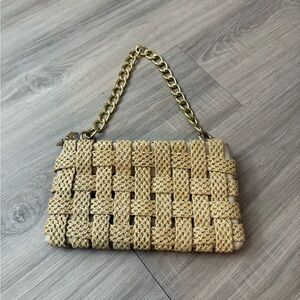 PrettyLittleThing Gold Woven Shoulder Bag